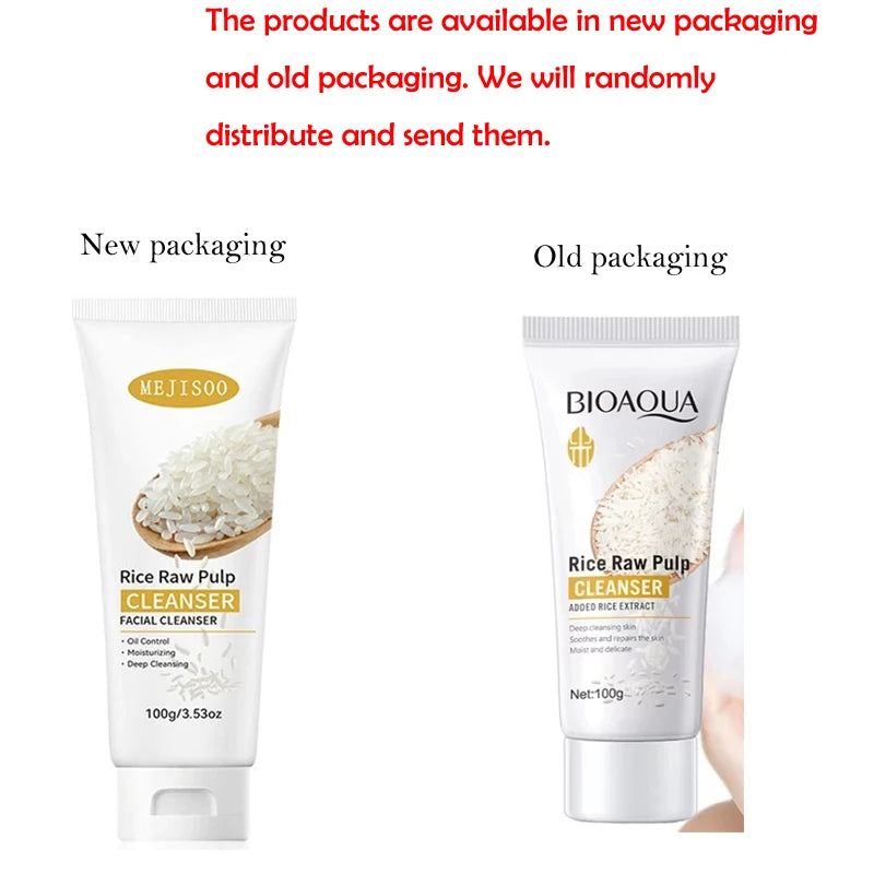 Rice Raw Pulp Facial Cleanser Face Wash Foam skincare Moisturizing