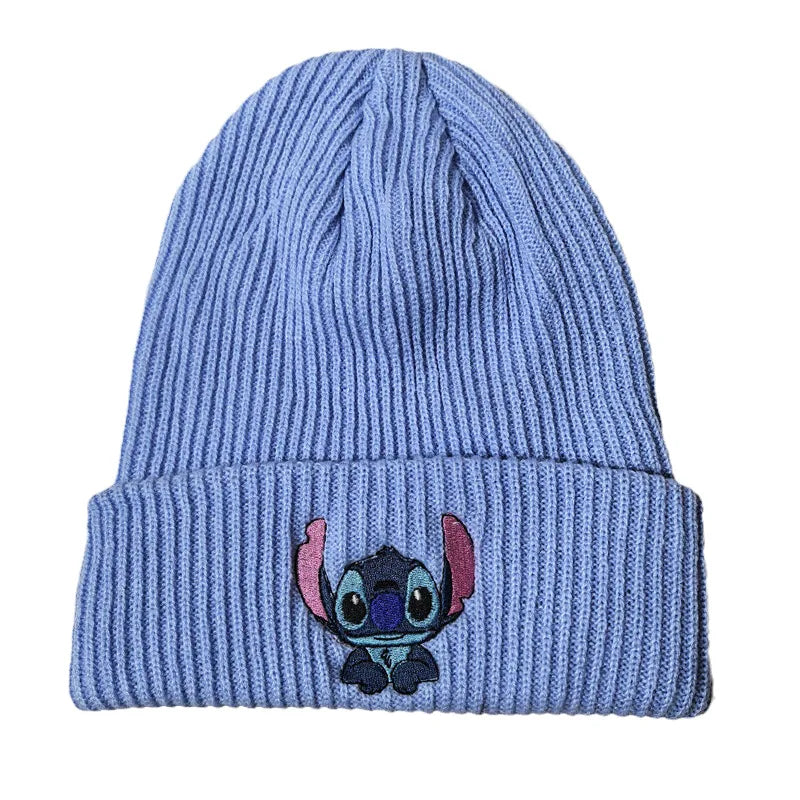 Stitch Knit Hat Cartoon Embroidered Benie Cap Cute Unisex Warm
