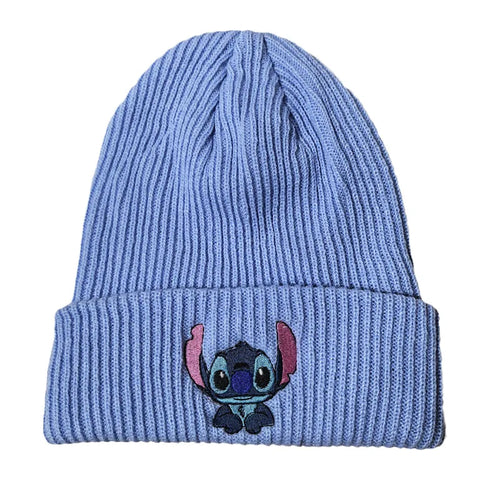 Stitch Knit Hat Cartoon Embroidered Benie Cap Cute Unisex Warm