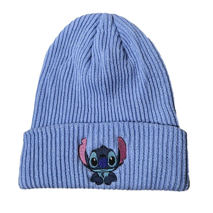 Stitch Knit Hat Cartoon Embroidered Benie Cap Cute Unisex Warm