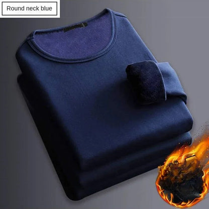 Winter Men's Long-sleeved Thermal Underwer T-Shirt Fleece Bottoming
