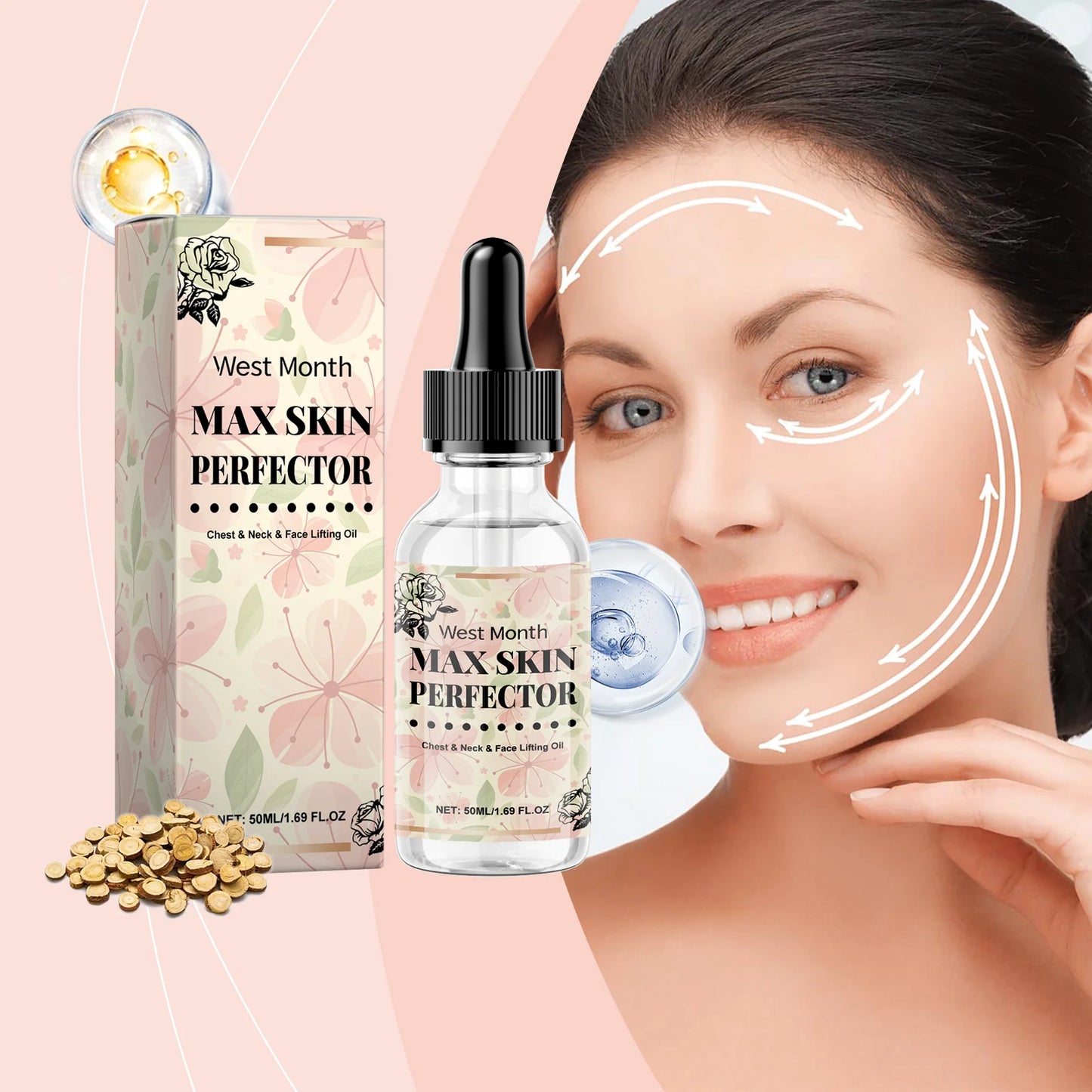 WEST MONTH Chest Neck Face Lifting Oil Efficient Nourishment Deeply