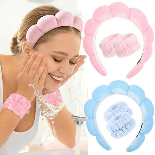 Microfiber Washing Wristbands Scrunchies Puffy Headband Spa