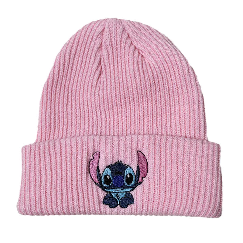 Stitch Knit Hat Cartoon Embroidered Benie Cap Cute Unisex Warm