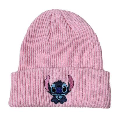 Stitch Knit Hat Cartoon Embroidered Benie Cap Cute Unisex Warm
