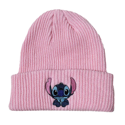 Stitch Knit Hat Cartoon Embroidered Benie Cap Cute Unisex Warm