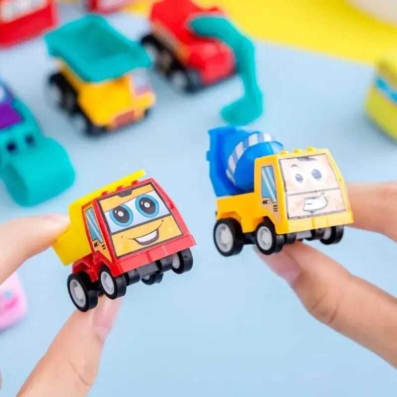 6Pcs Mini Inertial Pull Back Engineering Car Set Child Kids Cartoon