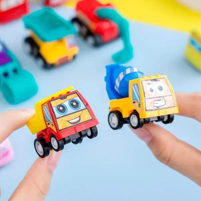 6Pcs Mini Inertial Pull Back Engineering Car Set Child Kids Cartoon