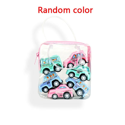 6Pcs Mini Inertial Pull Back Engineering Car Set Child Kids Cartoon