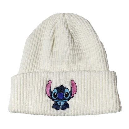 Stitch Knit Hat Cartoon Embroidered Benie Cap Cute Unisex Warm