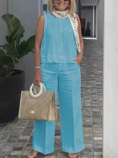 Conjuntos Para Mujeres 2 Piezas Outfit Linen Cotton Clothing Loose