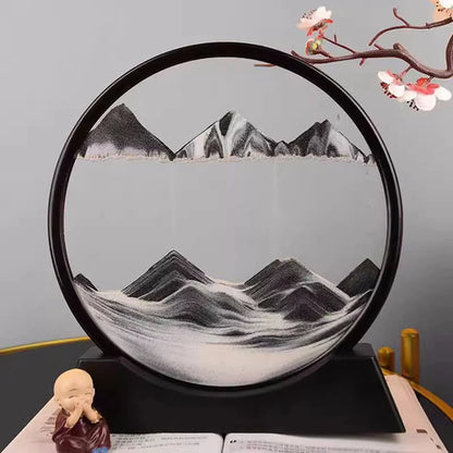 3D Hourglass Quicksand Moving Sand Art Picture Round Glass Deep Sea