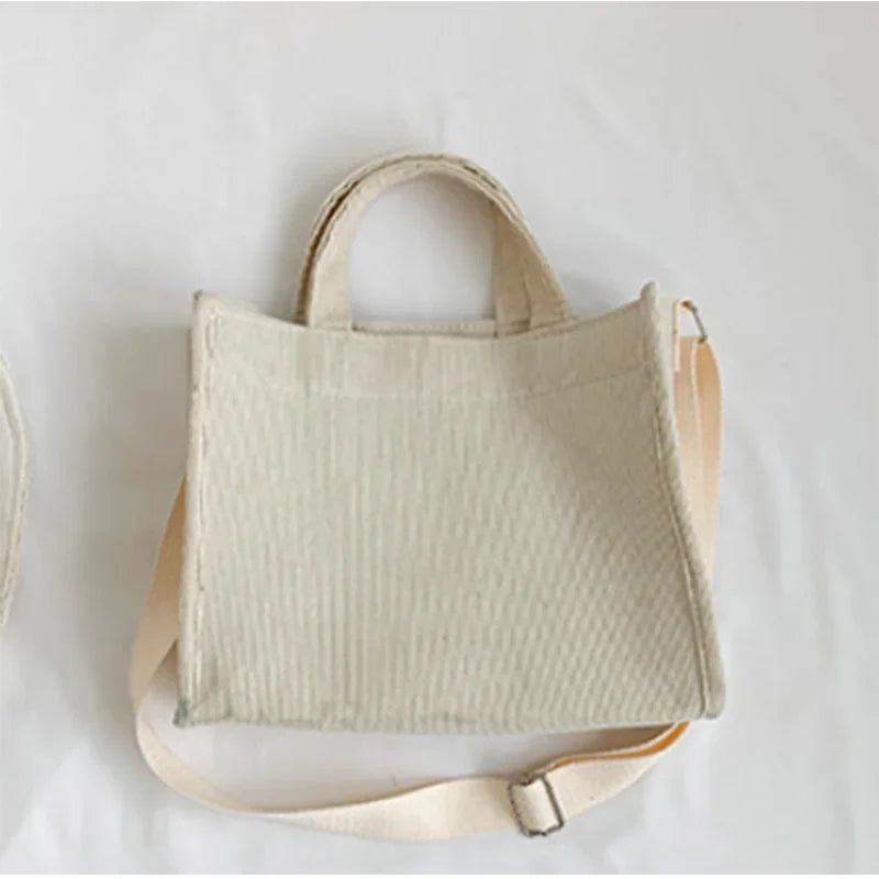 Women Handbag Simple Corduroy Portable Large Capacity HandBag Ins