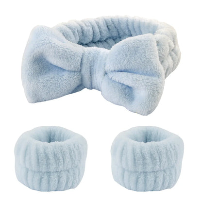 3Pcs Spa Headband Wristband for Washing Face Microfiber Makeup Towel