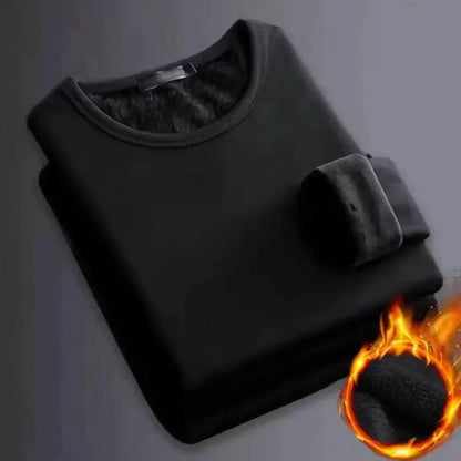 Winter Men's Long-sleeved Thermal Underwer T-Shirt Fleece Bottoming