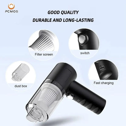 PCMOS 1PC Wireless Vacuum Cleaner Dual Use for Home and Car 120W High