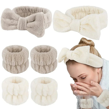 3Pcs Spa Headband Wristband for Washing Face Microfiber Makeup Towel