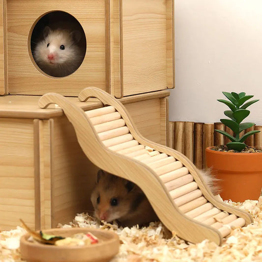 1PC Wooden Wave Staircase Hamster Toy Pet Supplies Cage Decor