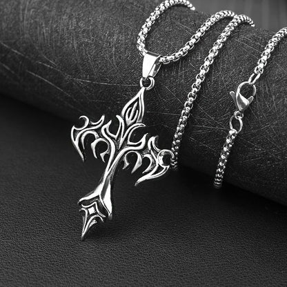 ZAKOL Hip Hop Cross Pendant Necklace Unique Design Stainless Steel