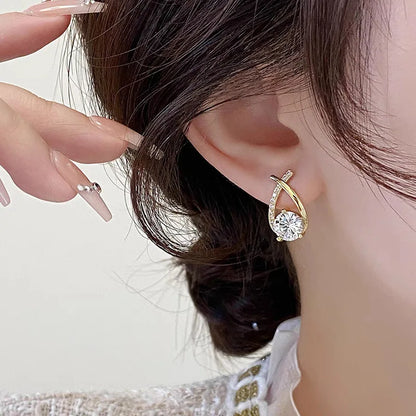 Shiny Micro-inlaid Rhinestone Earrings Ladies Fashion Delicate