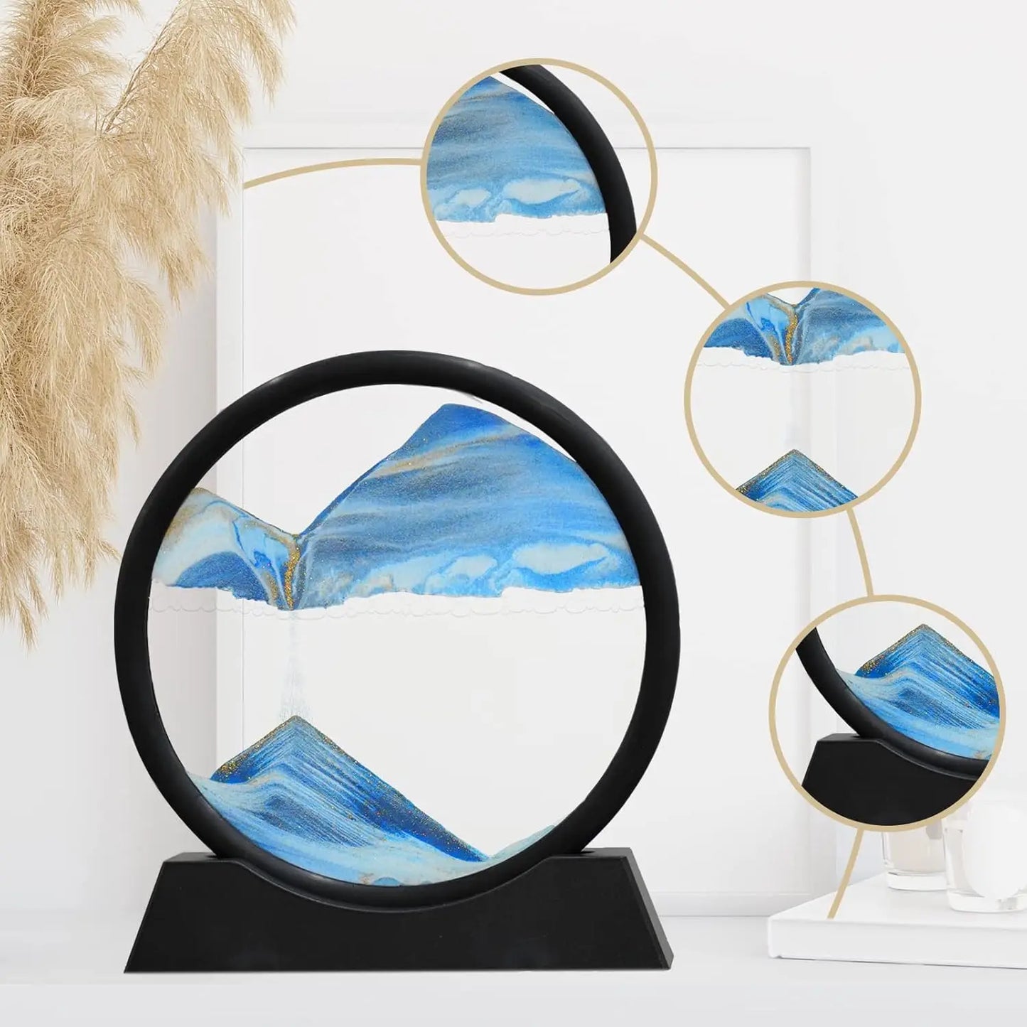 3D Hourglass Quicksand Moving Sand Art Picture Round Glass Deep Sea