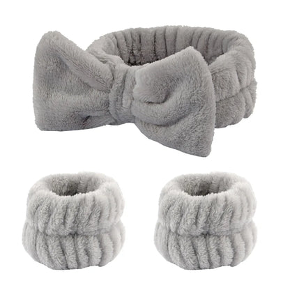 3Pcs Spa Headband Wristband for Washing Face Microfiber Makeup Towel