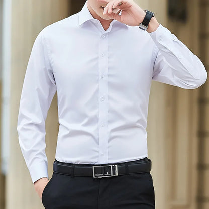 New Plus Size 6XL 7XL 8XL Men Solid Color Business Shirt Fashion