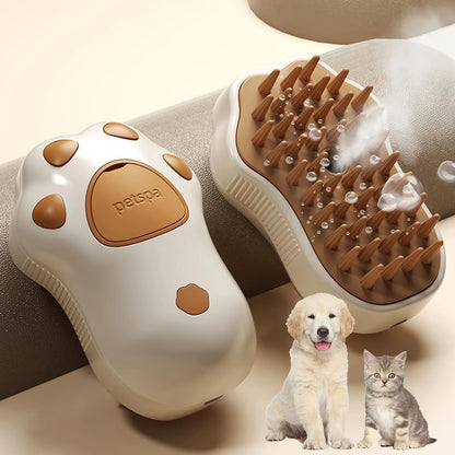 3 In 1 Cat Dog Steamy Brush, Silicone Self-Cleaning Spray Cat Brush