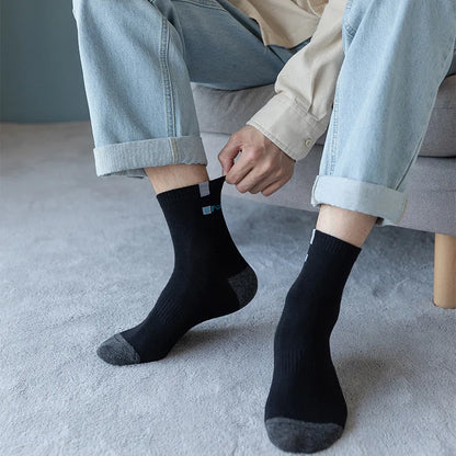 5 Pairs Men Bamboo Fiber Autumn Winter Men Socks Breathable Cotton