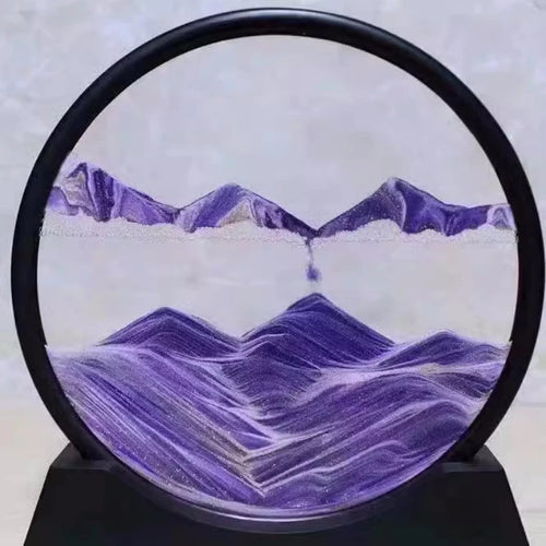 3D Hourglass Quicksand Moving Sand Art Picture Round Glass Deep Sea