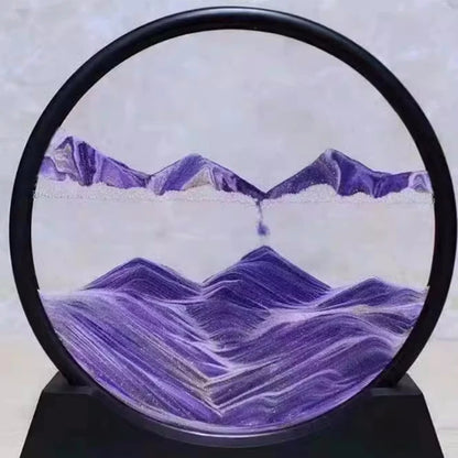 3D Hourglass Quicksand Moving Sand Art Picture Round Glass Deep Sea