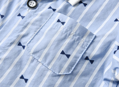 Baby Boy Bow-Tie Print Top Combo Solid Short Pants In Sets