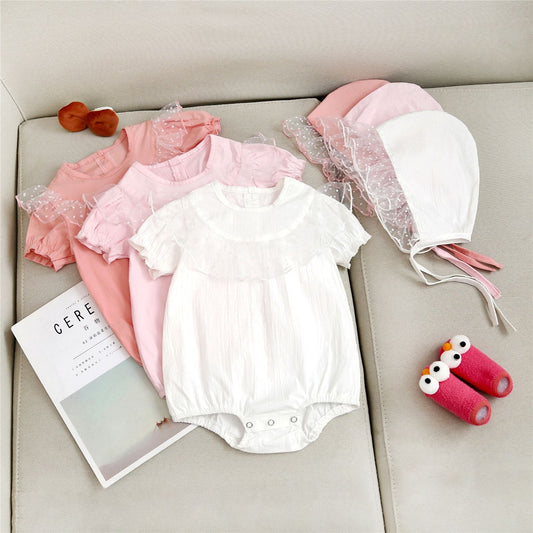 Baby Girl 1pcs Solid Color Polka Dot Graphic Mesh Patchwork Crotch