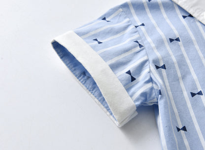Baby Boy Bow-Tie Print Top Combo Solid Short Pants In Sets